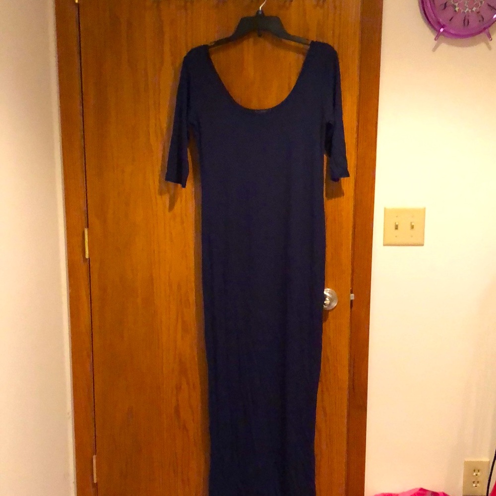 Navy Maxi Dress with 1/2 sleeves